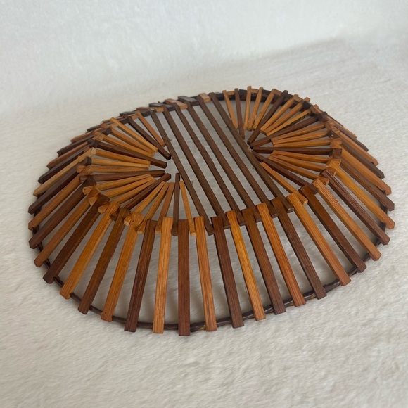 Vintage Handmade Multi Wood Unique MCM Cottagecore Basket - Picture 8 of 12